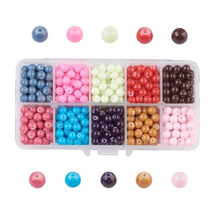 10 couleurs de perles de verre peintes DGLA-JP0001-04-4mm-1