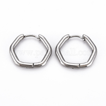 Hexagon Huggie Hoop Earrings for Women EJEW-N016-010-NR-1