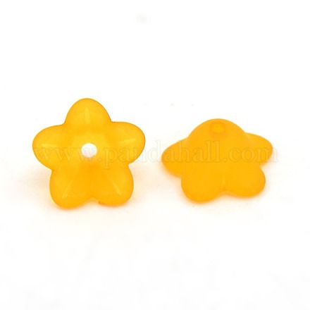 Grosses perles de fleur teintées orange en acrylique transparent mat X-PL560-8-1