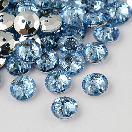 Botones redondos planos del diamante artificial de acrílico de Taiwán de 2-agujero BUTT-F015-11.5mm-11-1