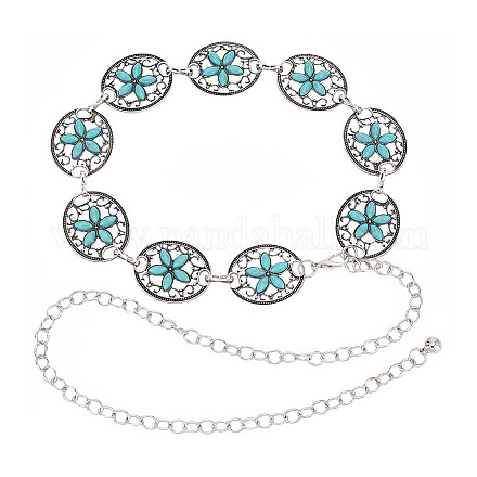 Resin Beaded Flower Link Chains Waist Belts AJEW-WH0368-04AS-1