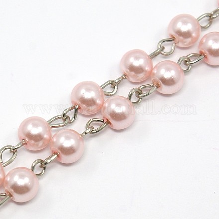 Handmade Glass Pearl Beaded Chains for Necklaces/Bracelets Making AJEW-PH00633-03-1