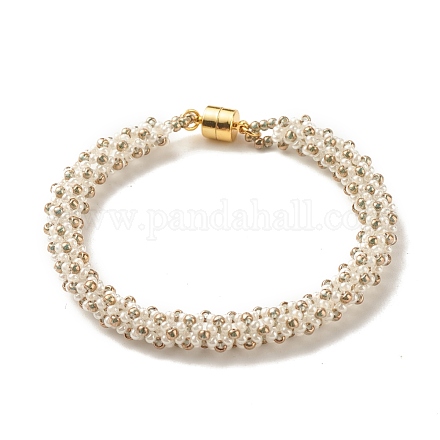 Bracelet en perles de rocaille de verre avec fermoirs magnétiques en laiton BJEW-JB07801-03-1