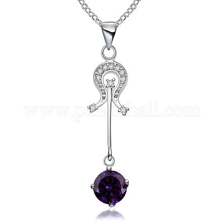 Trendy Silver Color Plated Brass Cubic Zirconia Musical Instrument Pendant Necklaces NJEW-BB12649-C-1