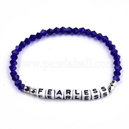 Bracelets extensibles en perles de verre bicône à facettes BJEW-T016-01C-1