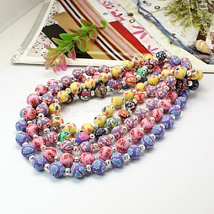 Handmade Fimo Halsketten für Kinder NJEW-JN00246-1