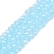 Electroplate Glass Beads Strands, Imitation Jade Beads, Pearl Luster Plated, Faceted, Rondelle, Light Sky Blue, 3.5~3.8x3mm, Hole: 0.4mm, about 105~110pcs/strand, 29~31cm