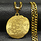 304 Stainless Steel Pendant Necklaces, Flat Round with Human Pattern, Golden, 23.46 inch(59.6cm)