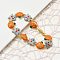 Halloween Brass Enamel Link Bracelets for Women, Pumpkin, Cadmium Free & Lead Free, Rack Plating, Real 18K Gold Plated, 7-1/2 inch(19cm)