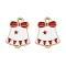 Christmas Alloy Enamel Pendants, Light Gold, Bell, 17.5x13.5x1mm, Hole: 1.8mm
