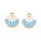 304 Stainless Steel Pendants, with Enamel, Shell Charm, Real 18K Gold Plated, Ion Plating(IP), Light Sky Blue, 18x16x4mm, Hole: 2.5mm
