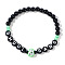 Halloween Acrylic Beads Stretch Bracelets for Women Men, Skull with Word Ghoul Gnag, Black, Inner Diameter: 6-7/8 inch(17.5cm)