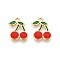 304 Stainless Steel Charms, with Enamel, Cherry Charm, Real 18K Gold Plated, Ion Plating(IP), Red, 15x11x2mm, Hole: 1.8mm