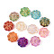Baking Paint Transparent Glass Beads, Flower, Golden Metal Enlaced, Mixed Color, 15x15x5~5.5mm, Hole: 1~1.4mm