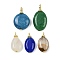 Natural Mixed Stone Pendants, with Brass Findings, Real 18K Gold Plated, Cadmium Free & Lead Free, Rack Plating, Long-Lasting Plated, Mixed Dyed and Undyed, Mixed Shapes, Mixed Color, 19.5~25x10.5~15x5~6mm, Hole: 2.5~3mm