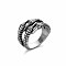 Alloy Punk Open Cuff Rings for Men, Antique Silver