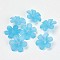 Transparent Acrylic Beads, Frosted, Flower, Deep Sky Blue, about 30mm in diameter, 8mm thick, Hole: 1.5~2mm