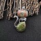 Alloy Pave Natural Unakite Cat Shaped Pendant Necklaces, Imitation Leather Cord Necklaces for Women, Platinum, 17.72 inch(45cm)