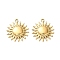 304 Stainless Steel Pendants, Sun, Ion Plating(IP), Real 18K Gold Plated, 28x25x3mm, Hole: 2.5mm