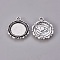 Alloy Pendant Cabochon Settings, Cadmium Free & Nickel Free & Lead Free, Flat Round, Antique Silver, 23x18x2mm, Hole: 3mm, Tray: 14mm