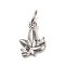 Brass Micro Pave Clear Cubic Zirconia Charms, Leaf Charms, with Jump Ring, Long-Lasting Plated, Cadmium Free & Lead Free, Rack Plating, Platinum, 12x8x2mm, Hole: 3mm