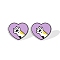 Acrylic Heart with Footprint Stud Earrings for Women, Plum, 15mm