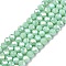 Electroplate Glass Beads Strands, Opaque Solid Color, AB Color Plated, Faceted, Rondelle, Turquoise, 4x3mm, Hole: 0.4mm, about 110~115pcs/strand, 39~40cm