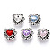 Tibetan Style Alloy Beads, with Rhinestone, Heart, Antique Silver, Mixed Color, 14.5x15.5x9.5mm, Hole: 1.6mm