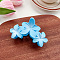Candy Color Three Flower Plastic Claw Hair Clips, Hair Accessories for Women & Girls, Light Blue, 95x55mm