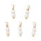 Natural Cultured Freshwater Pearl Round Beaded Charms, with Brass Snap on Bails, White, Real 18K Gold Plated, 12~12.5x4~4.5mm, Hole: 5x3mm