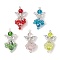 Electroplate Transparent Glass Pendants, Angel, with Alloy Wing, Faceted, Antique Silver, 43x22x17.5mm, Hole: 2mm