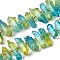 Electroplated Natural Quartz Crystal Beads Strands, Faceted, Dyed, Nuggets Stick, with Seed Beads, Deep Sky Blue, 11~25x3~9x4~10mm, Hole: 1~1.2mm, about 19~26pcs/strand, 7.09~7.48''(18~19cm)