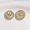 Resin Enamel Cabochons, Flat Round with Smiling Face, with Glitter Powder, Tan, 24x23x5mm