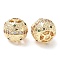 Brass Micro Pave Cubic Zirconia Beads, Long-Lasting Plated, Lrage Round, Light Gold, 10x9.5mm, Hole: 1.8mm
