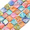 Natural Freshwater Shell Beads Strands, Dyed, AB Color Plated, Square, Mixed Color, 12.5~14.5x12.5~14.5x2.5~4.5mm, Hole: 0.5mm, about 31pcs/strand, 14.96''(38cm)