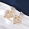 Heart Brass Micro Pave Clear Cubic Zirconia Dangle Stud Earrings, with Ear Nuts, with Shell, Cadmium Free & Lead Free, Rack Plating, Long-Lasting Plated, Real 18K Gold Plated, 26x15mm