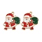 Christmas Theme Alloy Enamel Pendants, Golden, Santa Claus, 24x22x1.5mm, Hole: 1.8mm