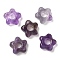 Natural Amethyst European Beads, Flower Large Hole Beads, 14~15x14~15x5.5~6mm, Hole: 5mm
