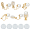 14Pcs Brass Clip-on Earring Findings, with Acrylic Imitation Pearls & Loops & 14Pcs Silicone Earring Pads, Real 18K Gold Plated, 18x6.5x9.5mm