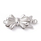 Brass Box Clasps, Textured, Bowknot, Platinum, 20x9.5x4mm, Hole: 0.9mm