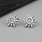 304 Stainless Steel Stud Earrings, Platinum, Sun, 14x12mm