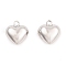Ion Plating(IP) Brass Pendants, Cadmium Free & Nickel Free & Lead Free, Heart Charms, Platinum, 16x15x8mm, Hole: 2mm