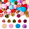 54Pcs 9 Styles Opaque Resin Beads, Flower, Mixed Color, 15~18x15~19.5x7.5~11.5mm, Hole: 1.4~2mm, 6pcs/style