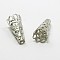 Iron Filigree Bead Cones, Nickel Free, Platinum, 22x8~9mm, Hole: 2.5~3mm
