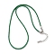 2.5MM Nylon Braided Cord Necklace Making, with Brass Findings and 304 Stainless Steel Lobster Claw Clasps, Long-Lasting Plated, Rack Plating, Platinum, Green, 17.72 inch(45cm)