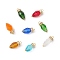Glass Pendants, Teardop, with Golden Brass Rhinestone Spacer Beads & Brass Loop, Faceted, Mixed Color, 17.5x7.5mm, Hole: 2.8mm