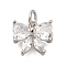 Rack Plating Brass Micro Pave Cubic Zirconia Charms, Lead Free & Cadmium Free, Long-Lasting Plated, Bowknot, Platinum, 10x11x3.5mm, Hole: 3.5mm