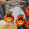 Halloween Pumpkin Alloy Dangle Earrings, Platinum, Orange, 62x32mm