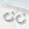 304 Stainless Steel Twist C-Shaped Stud Earrings for Women, with 316 Surgical Stainless Steel Ear Pins, Stainless Steel Color, 20.5x22x5.5mm