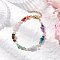 Chakra Natural Rose Quartz & Amethyst & Apatite & Aquamarine & Green Aventurine & Tiger Eye & Carnelian Chip Beaded Bracelets for Women, with 304 Stainless Steel Chain Extenders and Shell Pearl Bead, 7-3/8 inch(18.6cm)